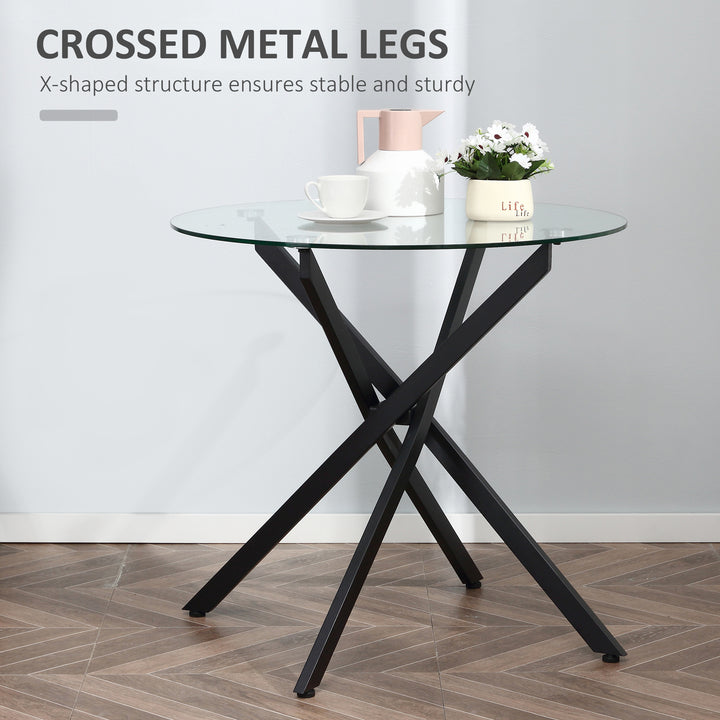 HOMCOM Side Table with Clear Tempered Glass Top