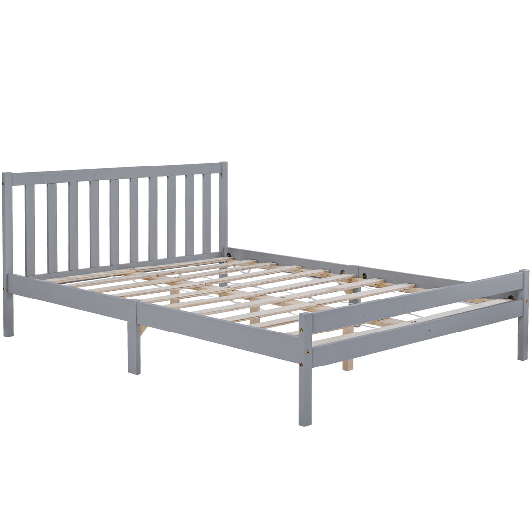 Solid Wooden Double Bed Frame 4ft6 with Headboard and Footboard