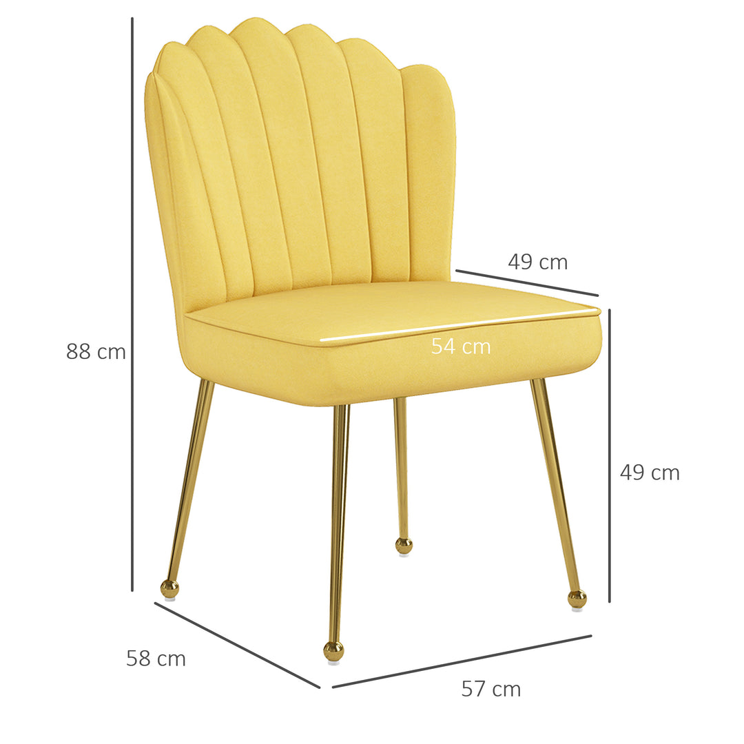 Velvet-Feel Shell Accent Chair - Yellow