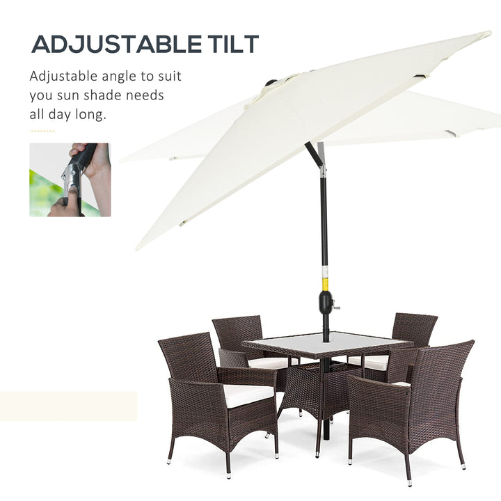 3x2m Patio Parasol Garden Umbrellas Canopy with Aluminum Tilt Crank Rectangular Sun Shade Steel