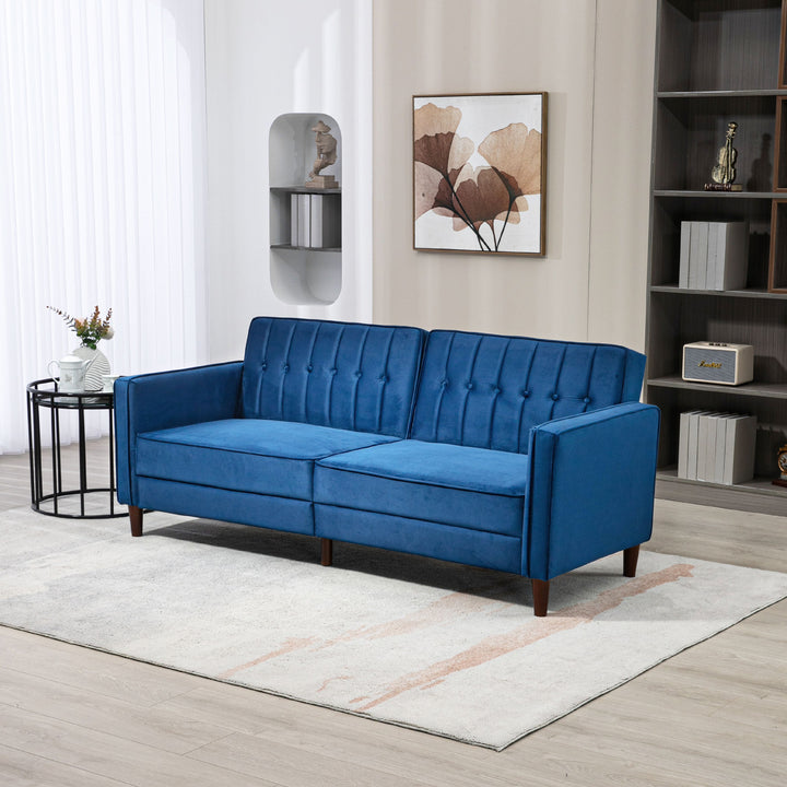 Modern Convertible Sofa Futon Velvet-Touch Tufted Couch Compact Loveseat with Adjustable Split Back