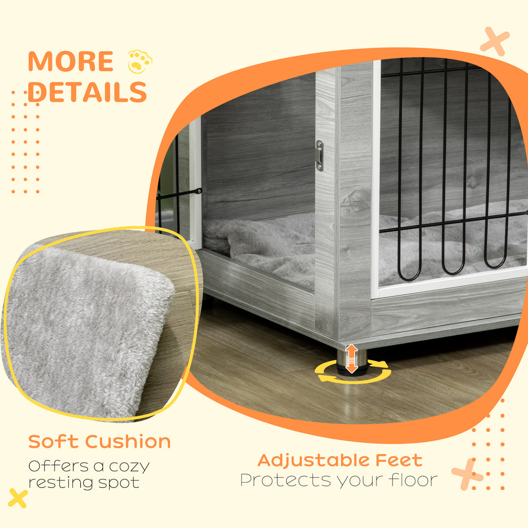 Dog Crate Furniture Side End Table w/ Soft Washable Cushion