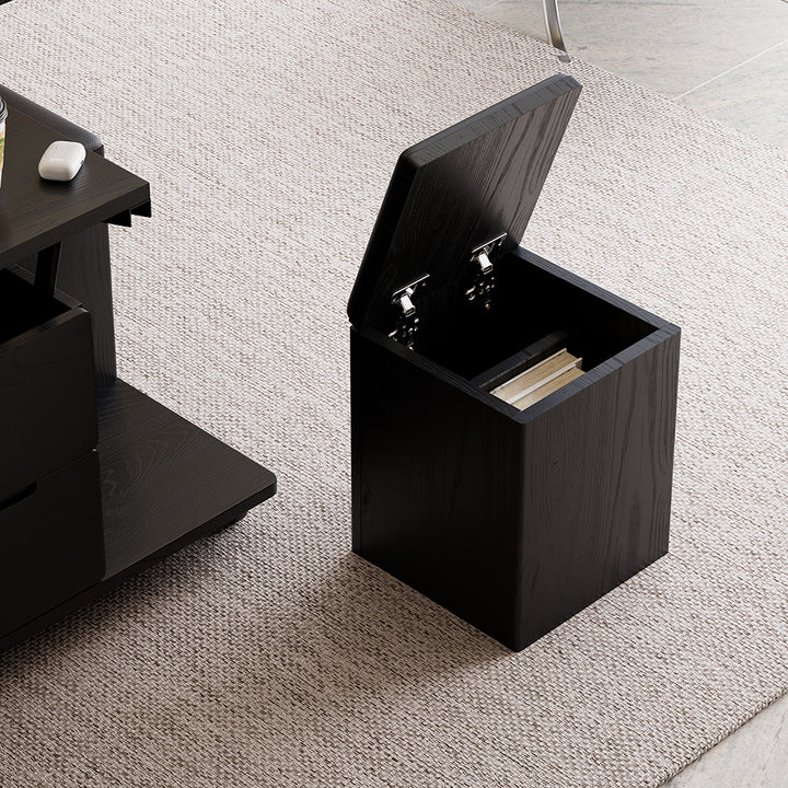 Modern Black Lift Top Coffee Table 4 in 1 with Storage Ottoman Foldable and Casters Transforming Into Dining Table