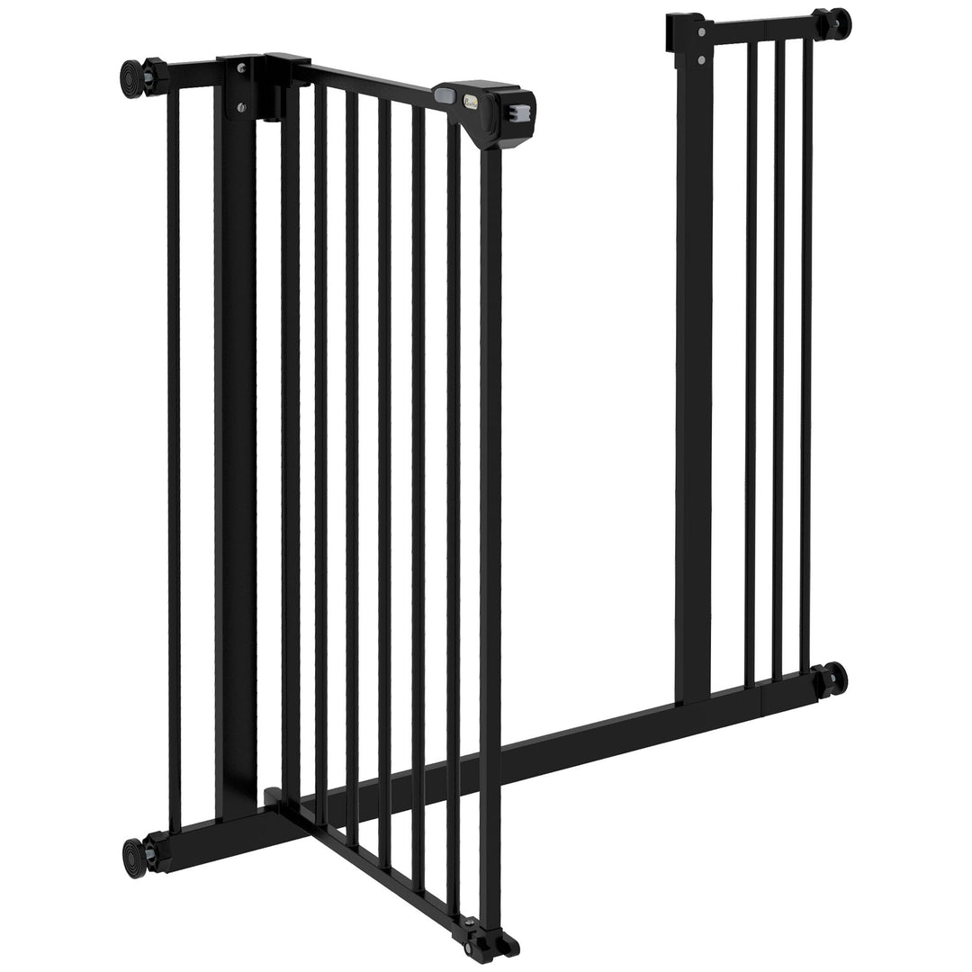 Metal 74-87cm Wide Adjustable Dog Gate Black