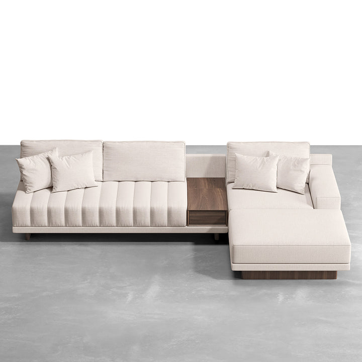 Modular Fabric Sectional Sofa Set with Wood Block Coffee Table