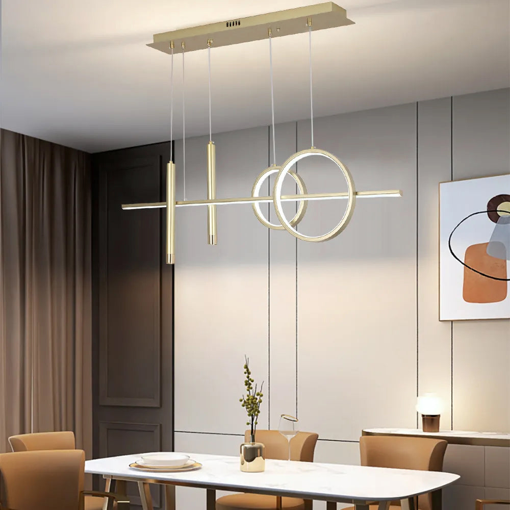 Geometric Kitchen Island Light Metal Pendant Light in Gold