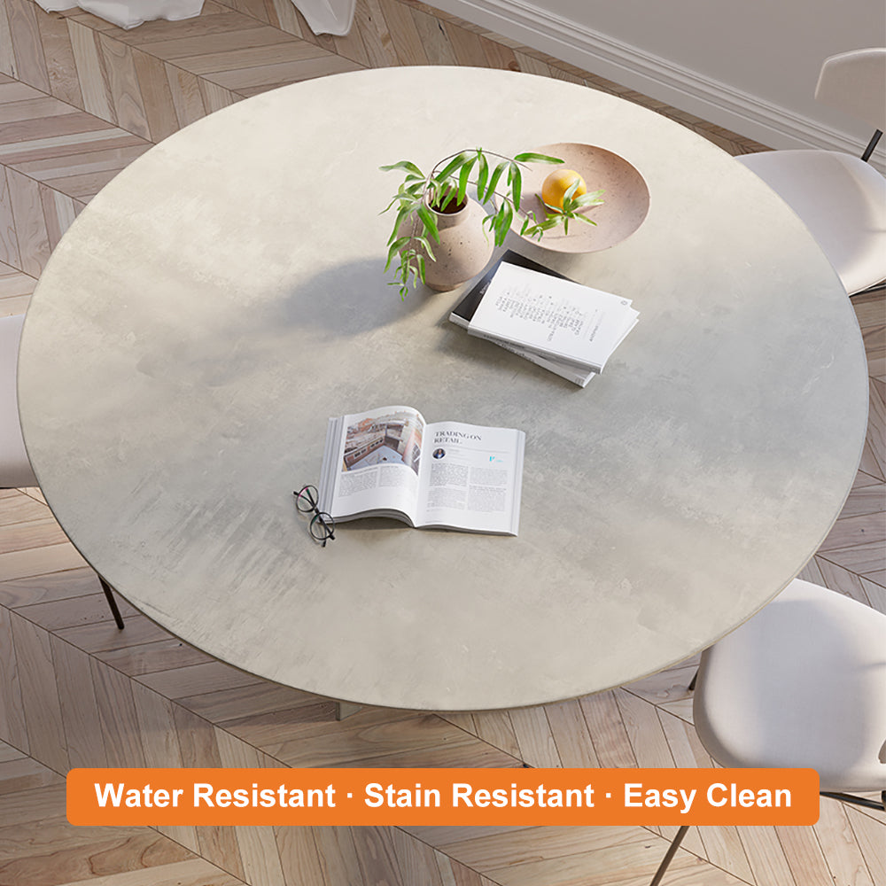 59.1" Round Dining Table Solid Wood for 8 Modern Gray Dining Room Table