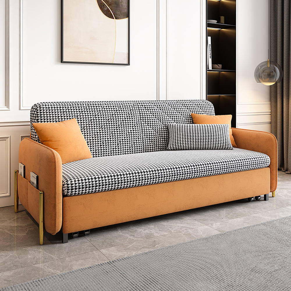 53.5" Full Sleeper Sofa Orange Upholstered Convertible Sofa Bed with Storage