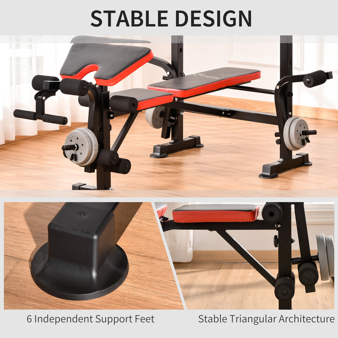 Adjustable Weight Bench with Leg Developer Barbell Rack for Weight Lifting and Strength Training Multifunctional Workout Station