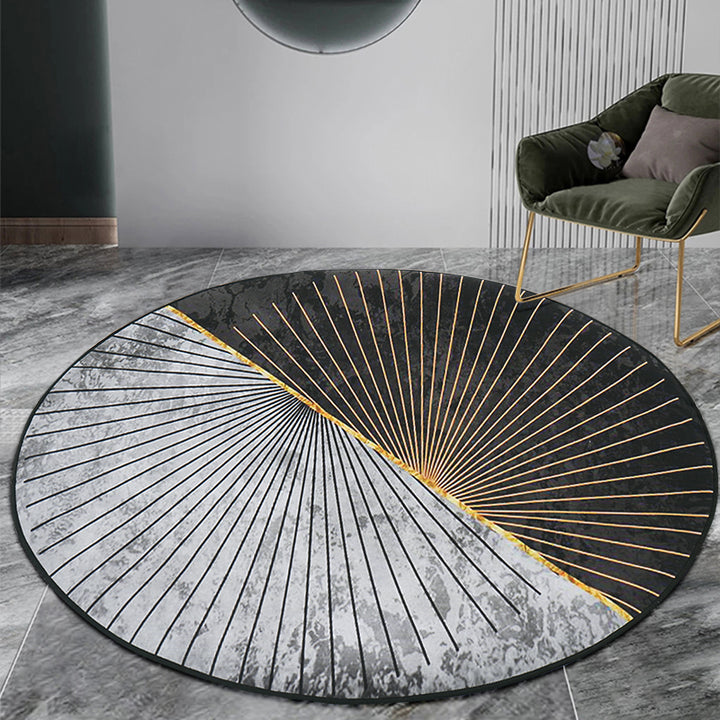 1200m x 1200mm Modern Abstract Gray & Gold Mix Colours Round Area Rug Decorative Carpet