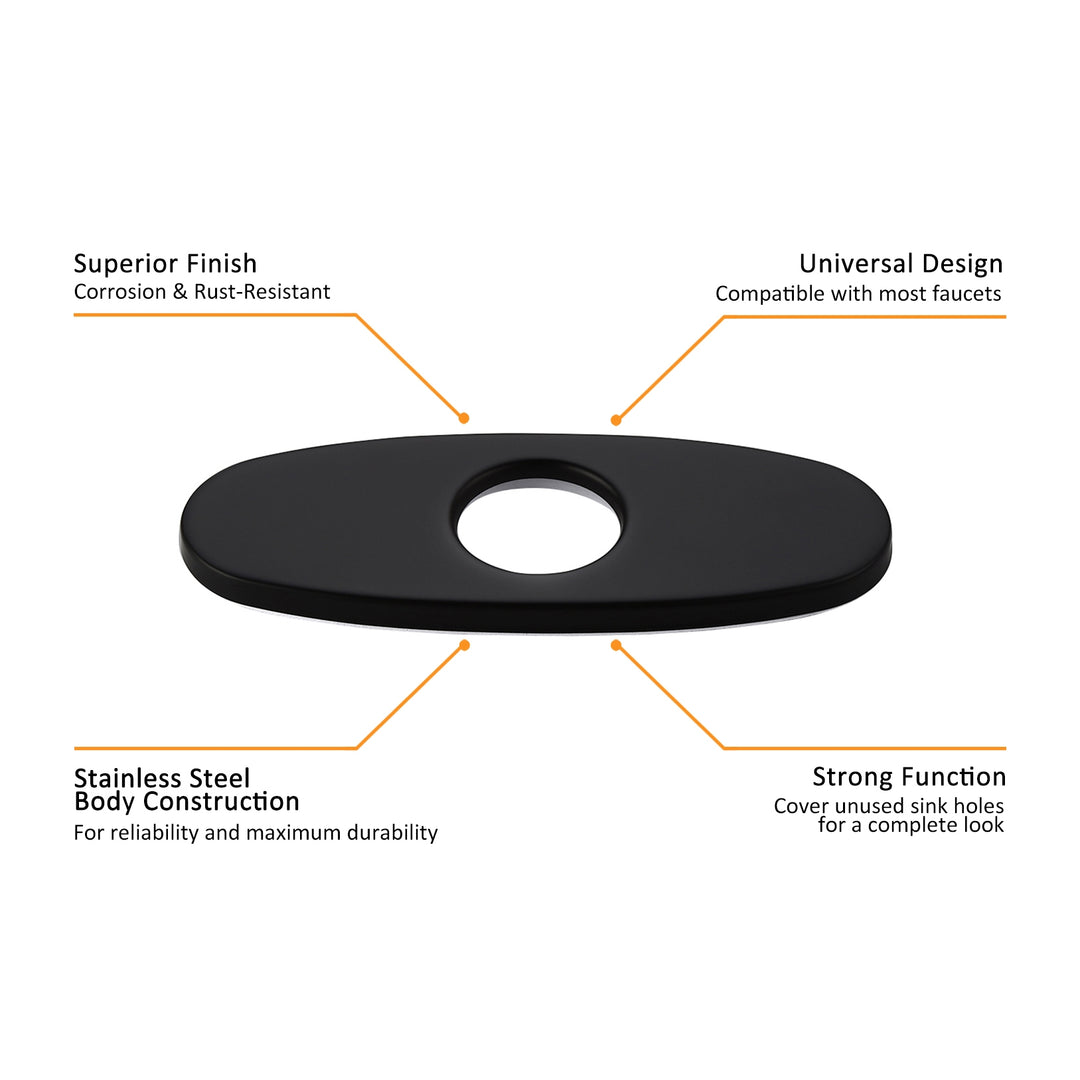 Tap Deck Plate Escutcheon for Monobloc Tap Installation Matte Black Finish