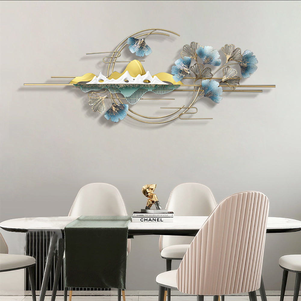 Modern Natural Landscape Metal Wall Decor Multi-colour Creative Ginkgo Leaves Home Art