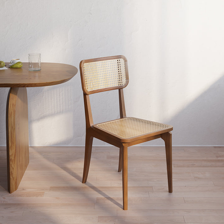 Rustic Walnut Side Chair Cane Dining Chair Ash Wood