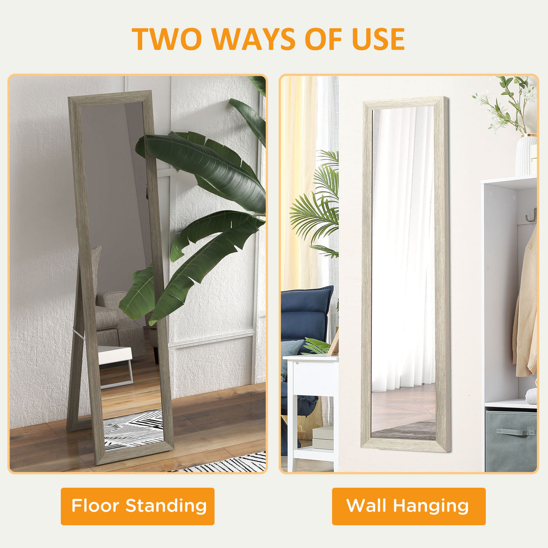 Free Standing Mirror w/ Anti-Slip Pads & Wood-Effect Frame for Bedroom