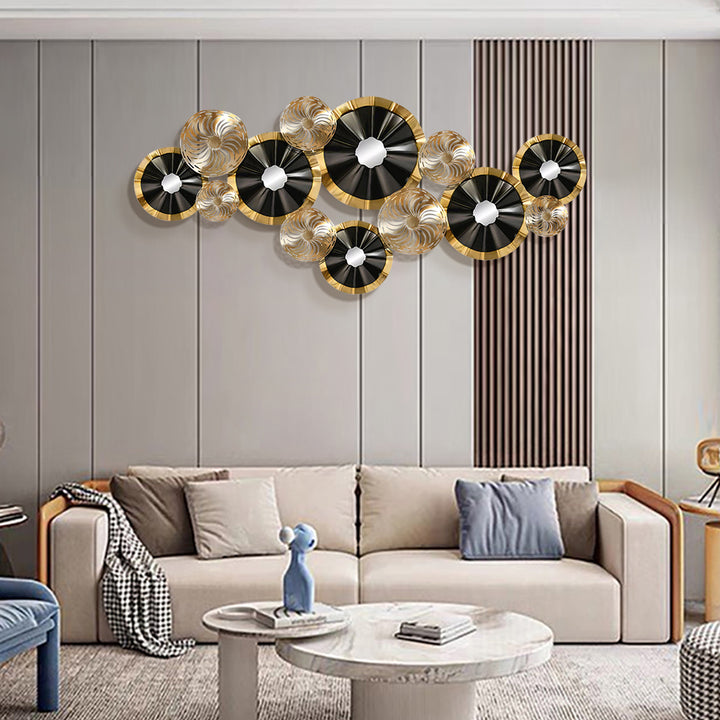 Creative Luxury Multi-round Metal Wall Decor Home Hanging Art Multi-color Living Room