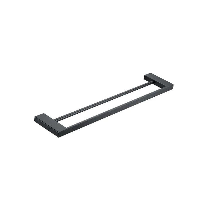 Tierney Modern Stainless Steel Matte Black Double-Rod Towel Bar Wall Mount