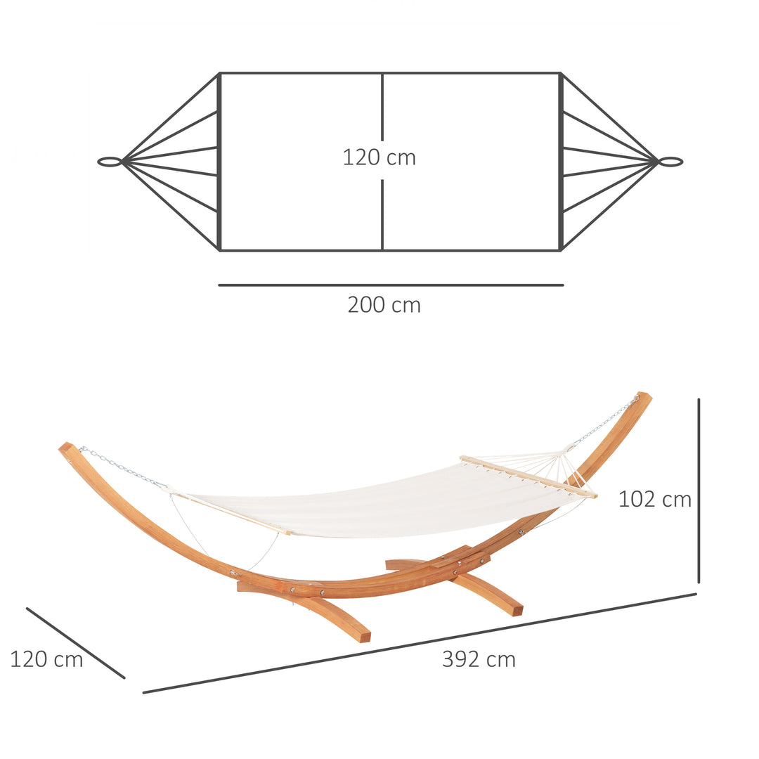 Outdoor Garden Hammock with Wooden Stand Swing Hanging Bed for Patio White