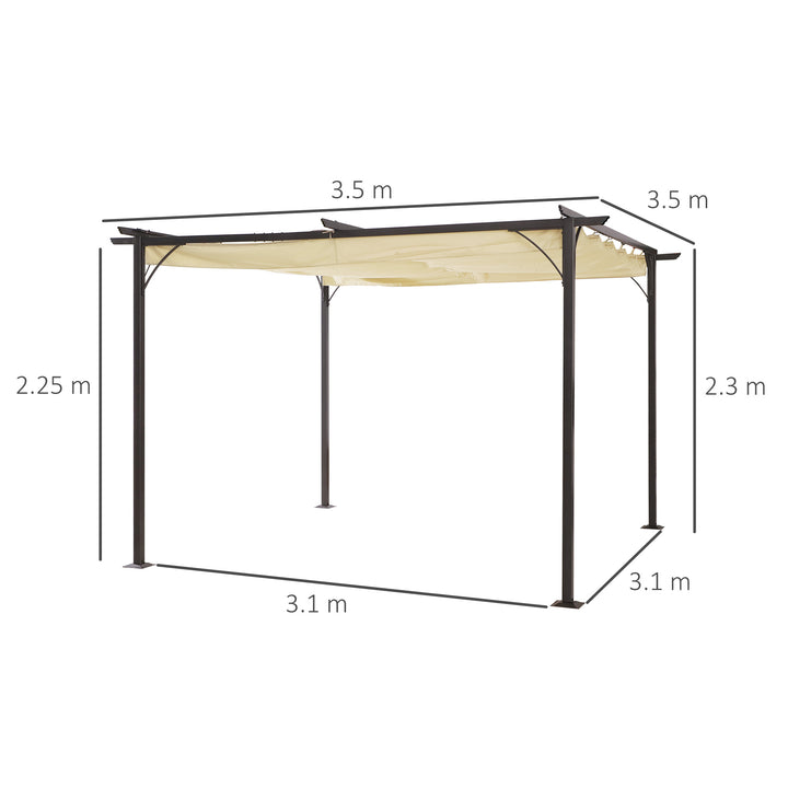 3.5M X 3.5M Metal Pergola Gazebo Awning Retractable Canopy Outdoor Garden Sun Shade Shelter Marquee Party BBQ