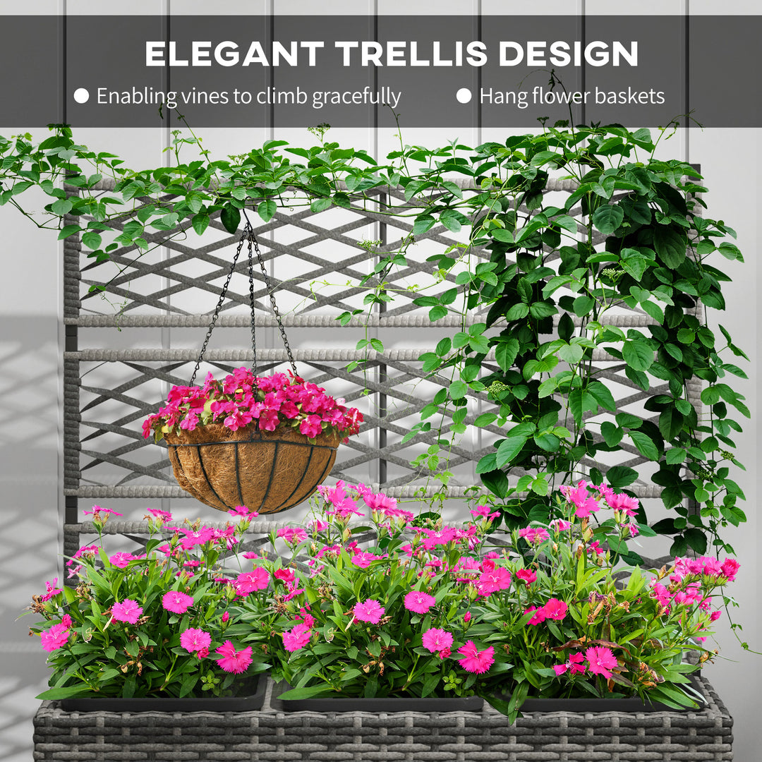 Rattan Planter with Trellis: Freestanding Flower Bed for Climbing Plants