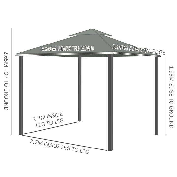 3 x 3(m) Patio Gazebo Canopy Garden Pavilion Tent Shelter Marquee with 2 Tier Water Repellent Roof