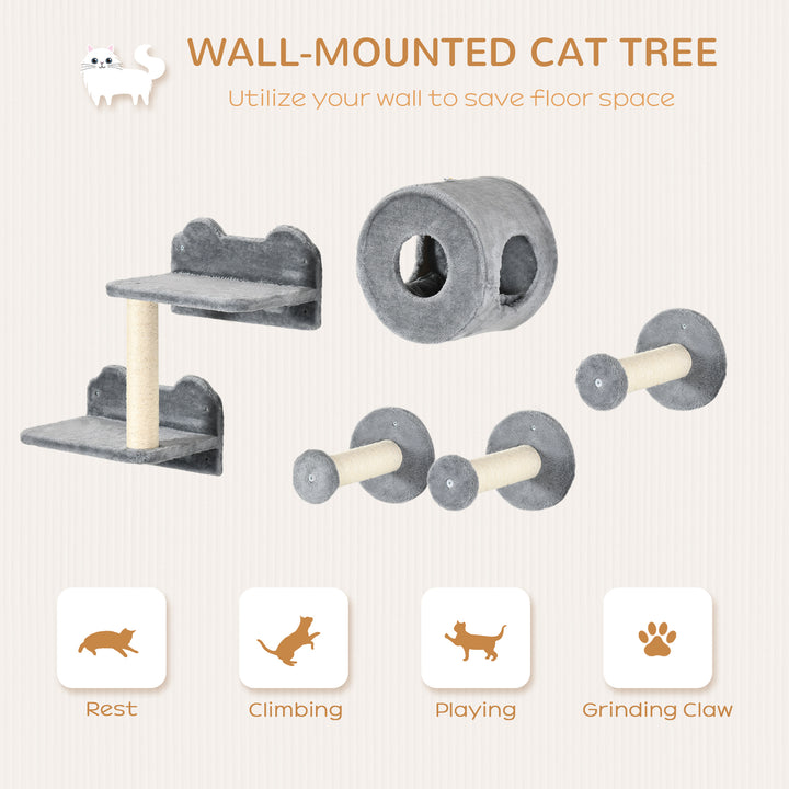 5Pcs Cat Wall Furniture with Perch