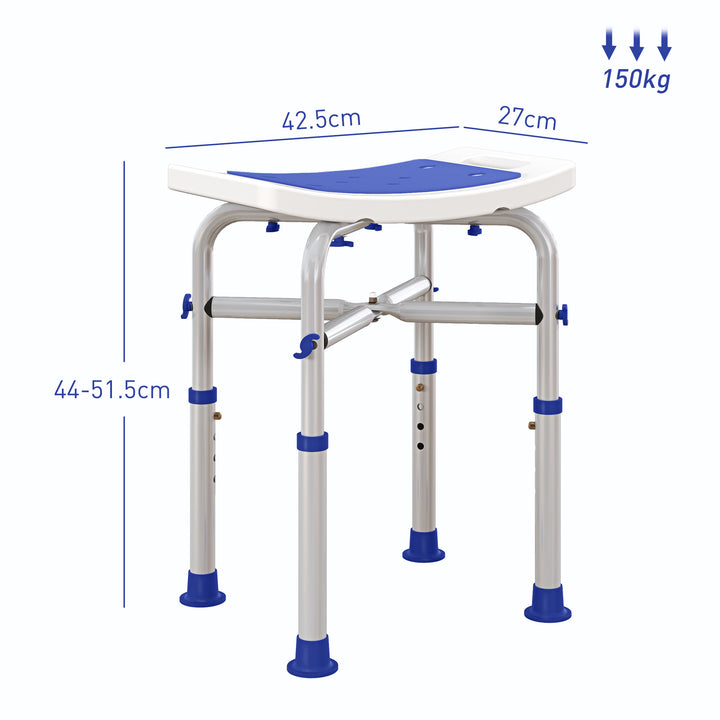 44-51.5cm Aluminium Frame Shower/Bath Stool - White