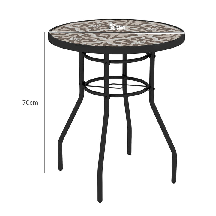 Tempered Glass Top Garden Table with Glass Printed Design