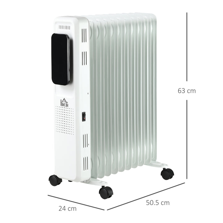 2720W Oil Filled Radiator 11 Fin Portable Electric Heater w/ LED Display 24Hrs Timer Three Heat Settings Adjustable Thermostat-White