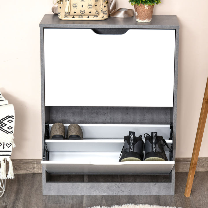 Wooden Shoe Cabinet Small Shoe Cabinet Shoe Rack Wooden with 4 Adjustable Shelves in 2 Drawers