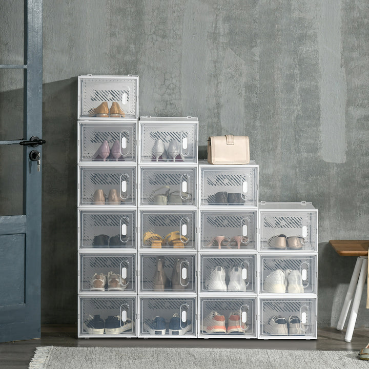 HOMCOM Stackable Clear Shoe Storage Box