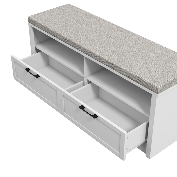 Entryway Bench: Padded Seating with Storage Drawers