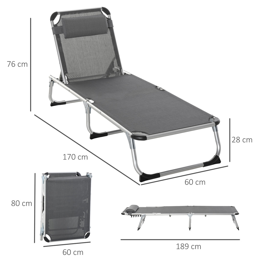 Reclining Sun Lounger Set: Foldable with Pillow