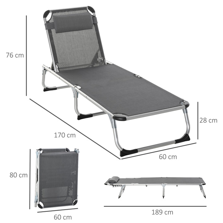 Reclining Sun Lounger Set: Foldable with Pillow