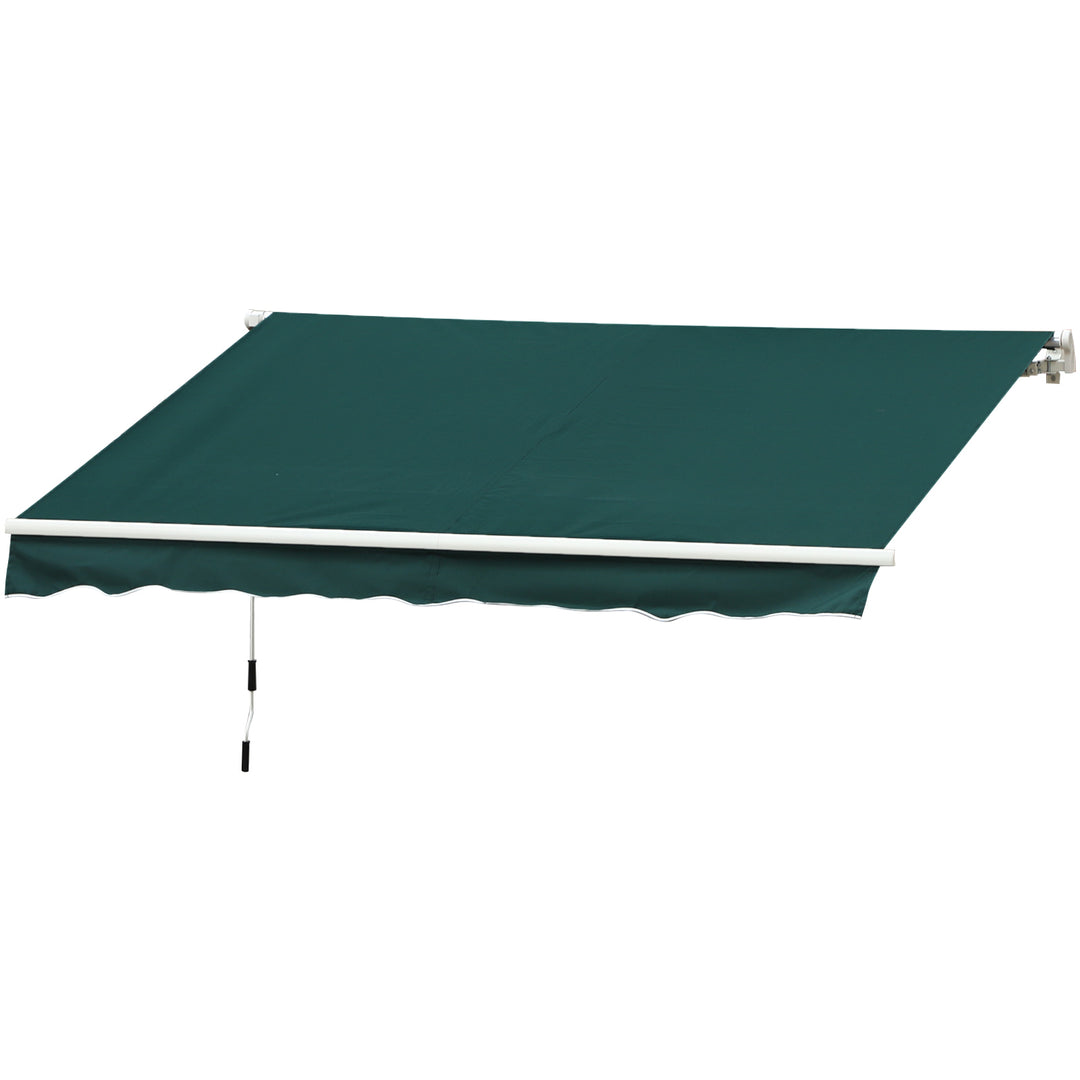 3.5 x 2.5 m Garden Patio Manual Awning Canopy Sun Shade Shelter with Winding Handle - Green