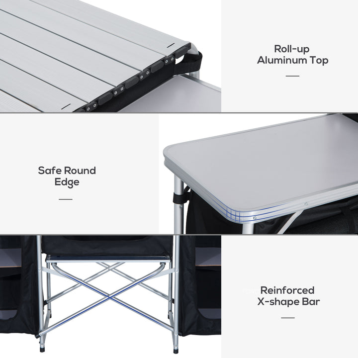 Portable Folding Camping Kitchen Table with Windscreen