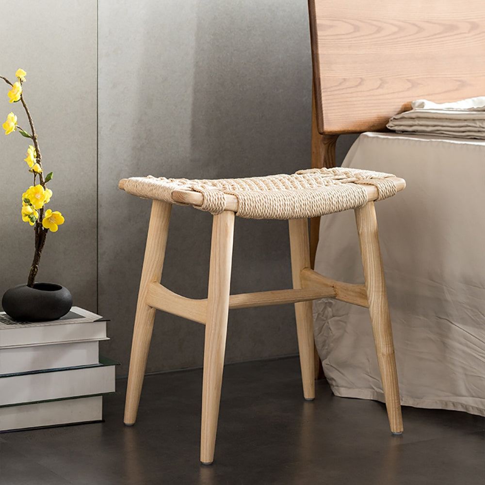 Coyard Natural Ash Wood Stool Ottoman Stool