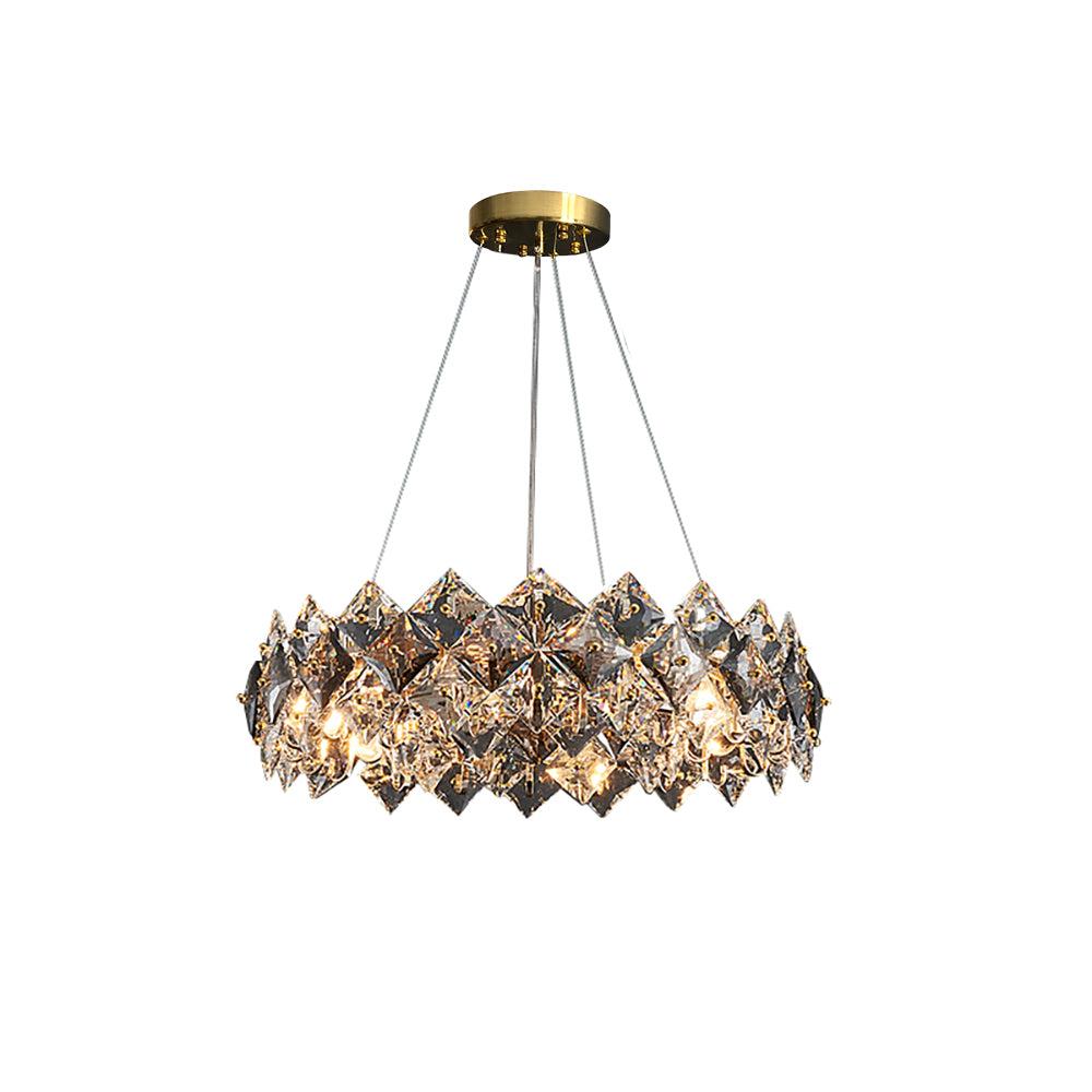 Crystack Modern 8-Light Tiered Crystal Chandelier with Adjustable Cables