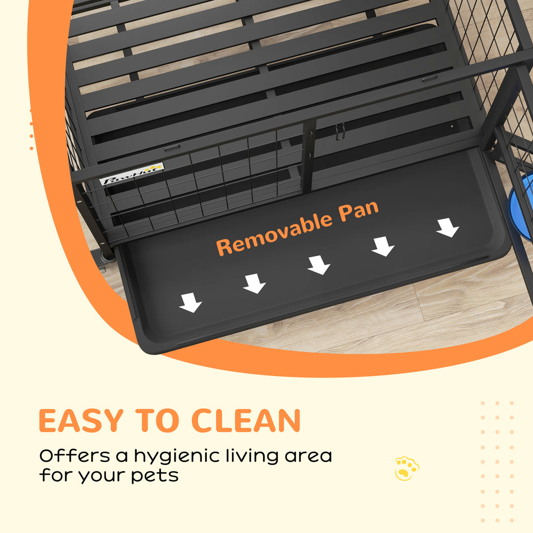 Heavy Duty Dog Crate on Wheels w/ Bowl Holder