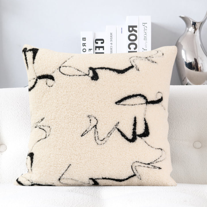 Black & White Abstract Boucle Decorative Throw Pillow Cover Velvet Cushion Protector