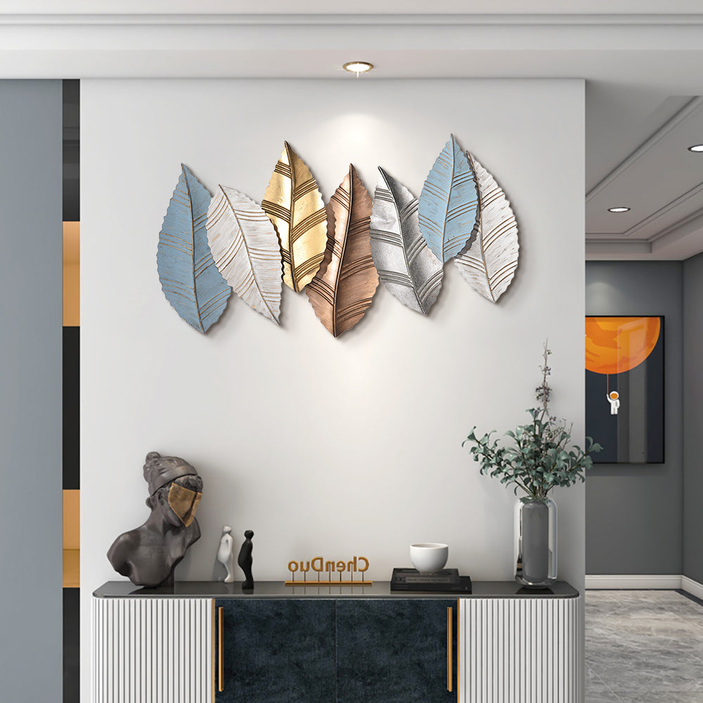 3D Modern Creative Leaves Wall Decor Metal Overlapping Accents