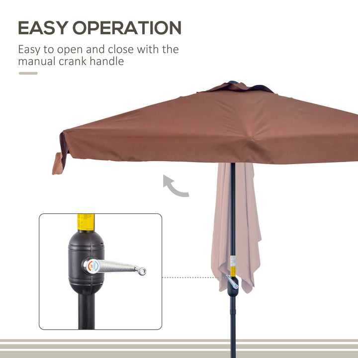 2.3m Patio Semi Round Half Parasol Umbrella with Metal Frame Crank Handle for Balcony- NO BASE INCLUDED