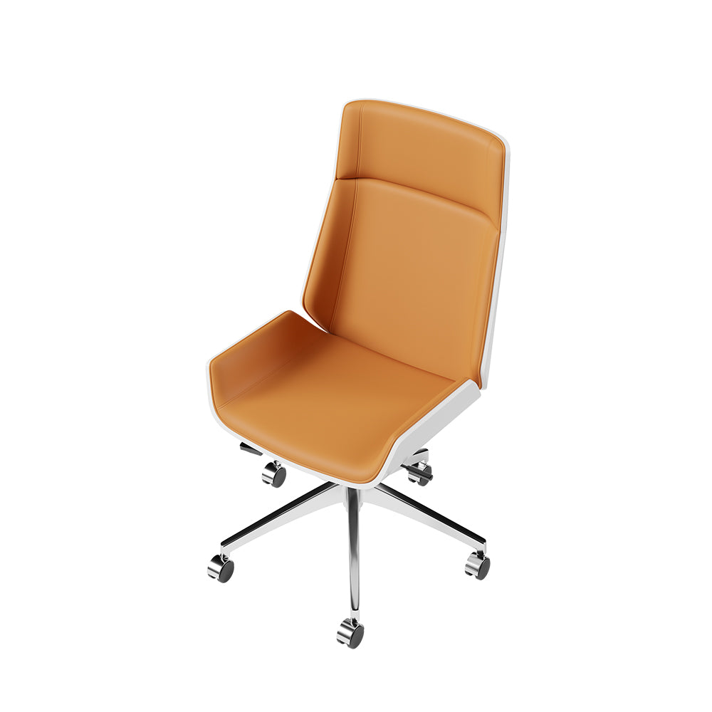 Orange Faux Leather Office Chair Desk Chair with Wheels & Adjustable Height