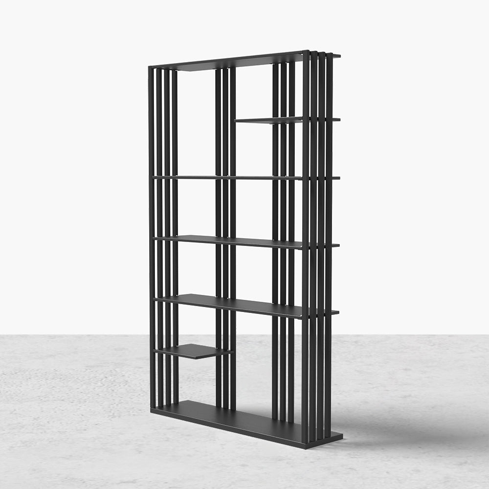 2000mm Modern Steel Etagere Bookshelf Display Shelving 6-Shelf in Black Tall Book Shelf