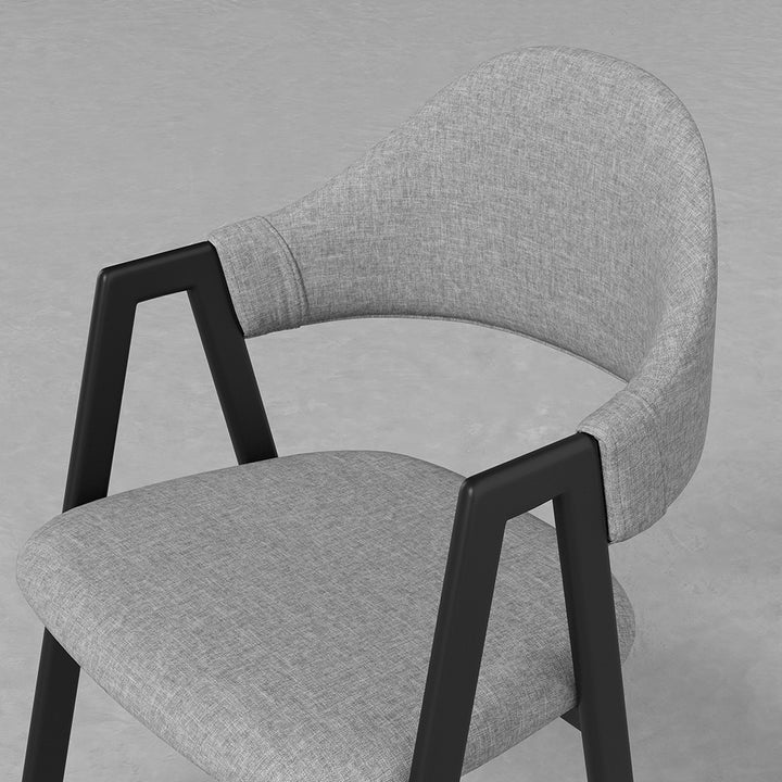 Gray Linen Upholstered 4-Piece Dining Chair Curved Back Chair