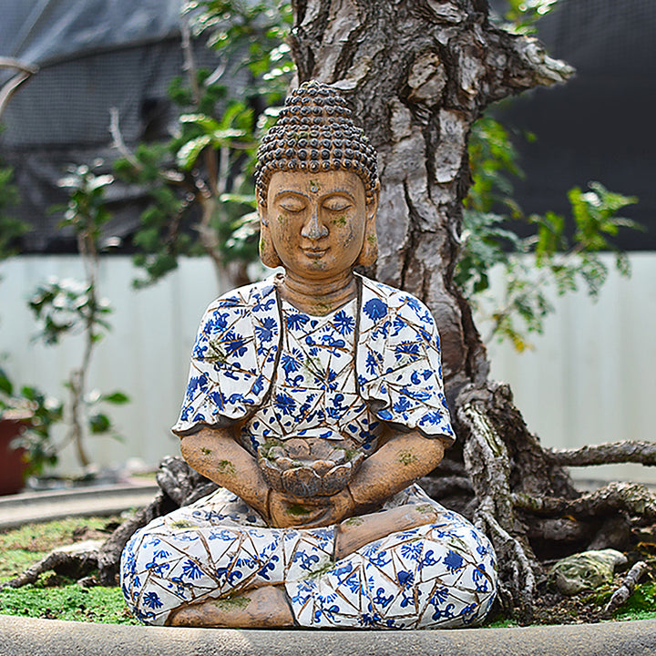 Outdoor Garden Sleeping Buddha Statue Flower Pot Planter Magnesium Oxide Sculpture Decor