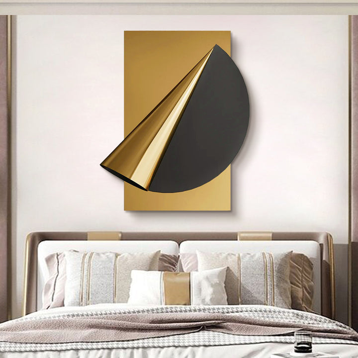 600mm Gold&Black Geometric Metal Wall Decor Background Hand-Forged Art for Living Room