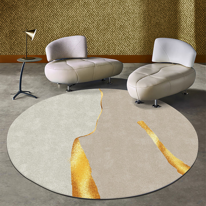 2150mm x 2150mm Circular Modern & Creative & Light Luxury Khaki & Yellow Area Rug