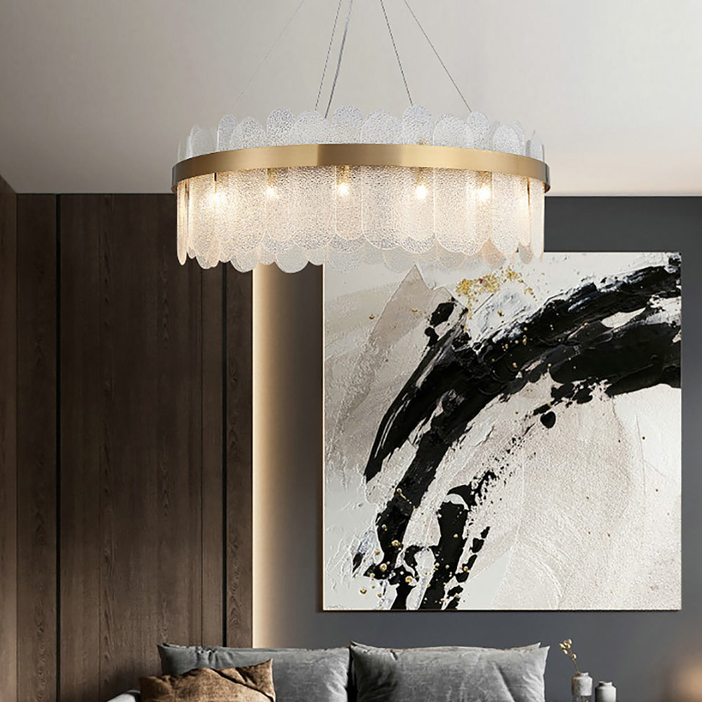 Modern Round 14-Light Tiered Clear Glass Chandelier