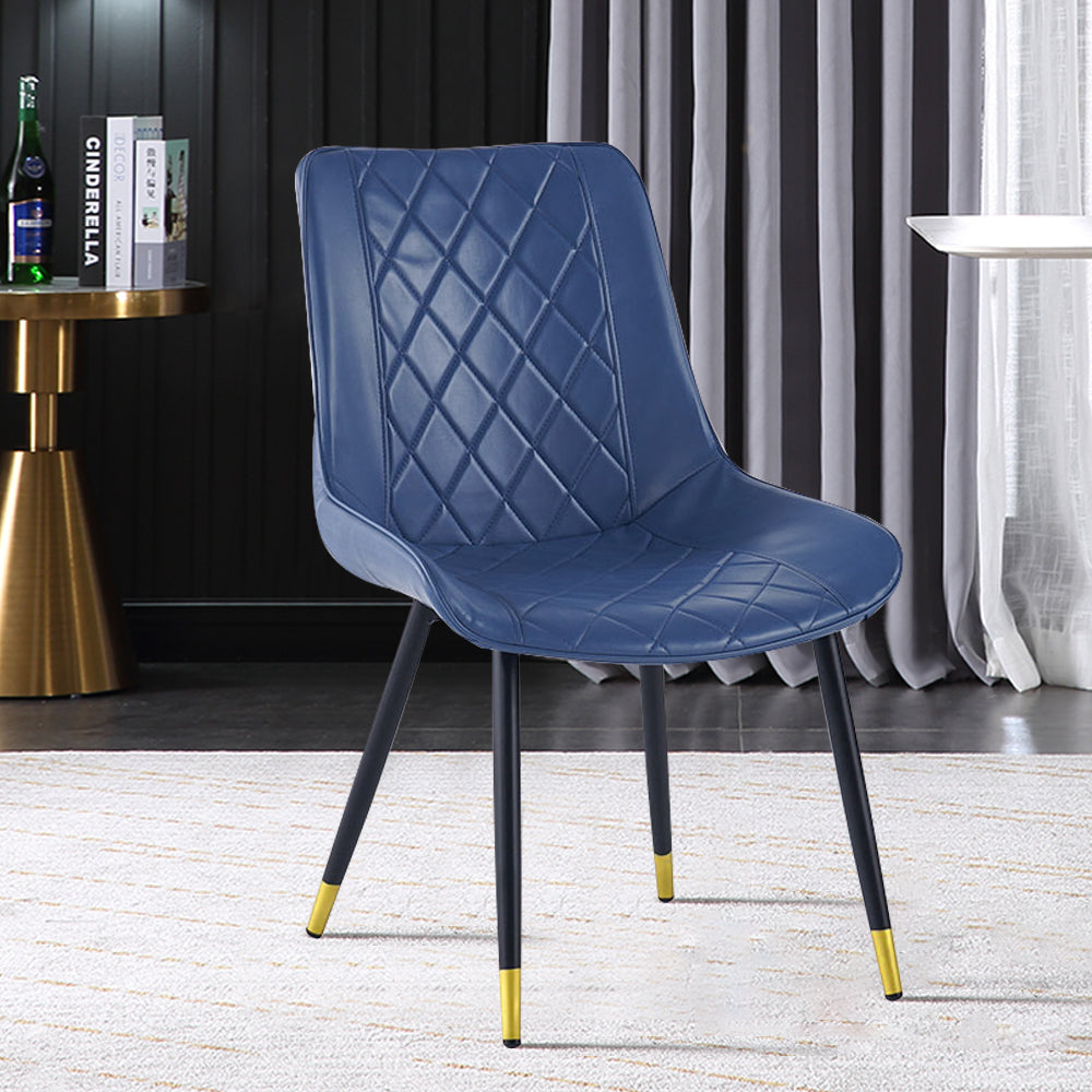 Blue Dining Chair Leather Dining Chair (Set of 2) with Solid Back