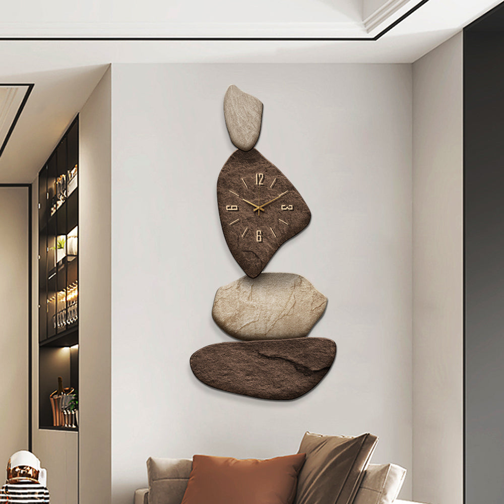 820mm Large Stone Shape Japandi Wall Clock Unique Irregular Home Decor Art Living Room